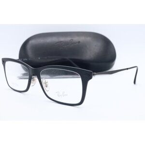 Ray Ban RB 7039 2077 Black Rectangle Eyeglasses Clear Lenses 53mm
